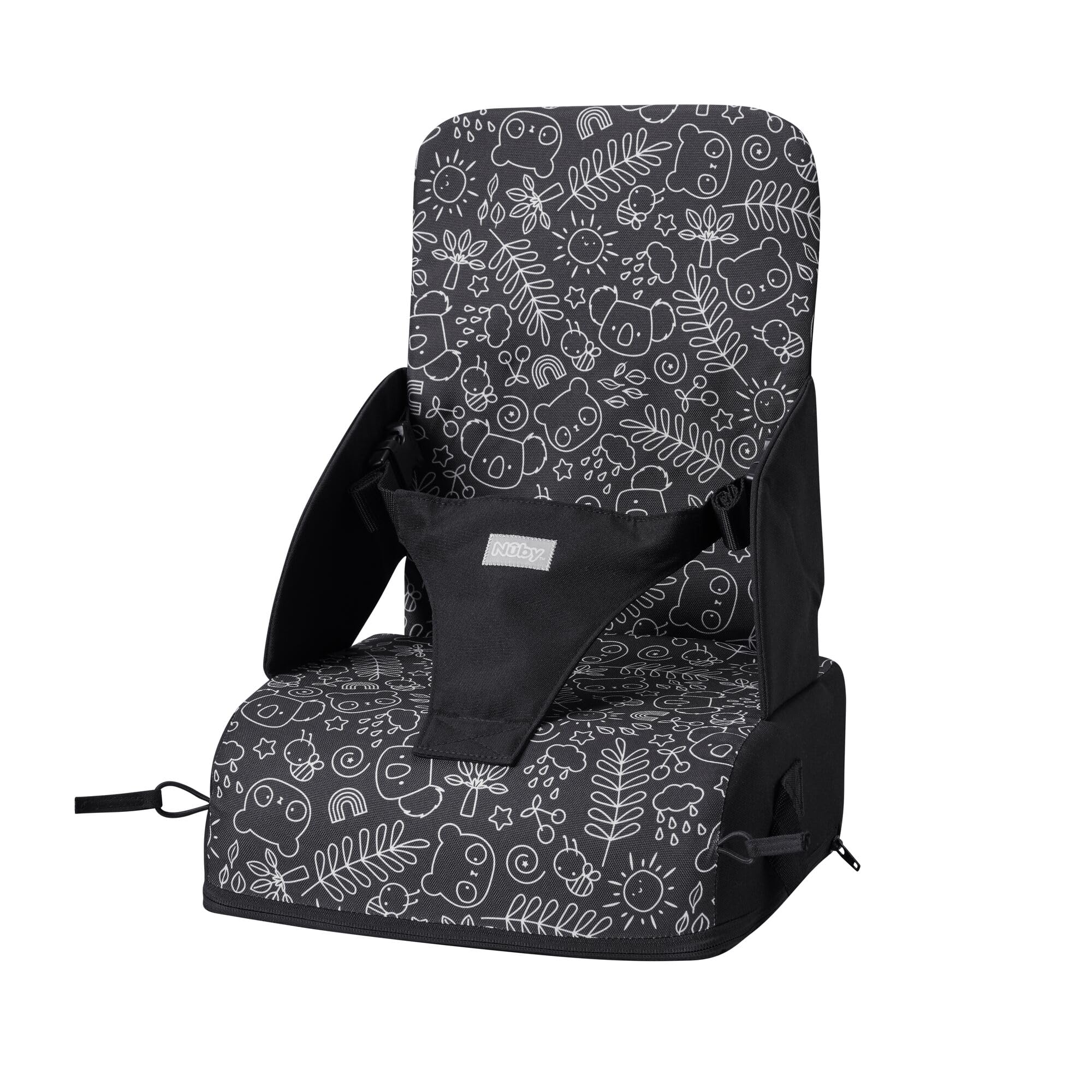 Nuby Travel Booster Seat – Compact and Foldable | Baby Sit Up Seat | Weaning Toddler Chair | Suitable for Ages 6 Months Plus (Black & White Panda)