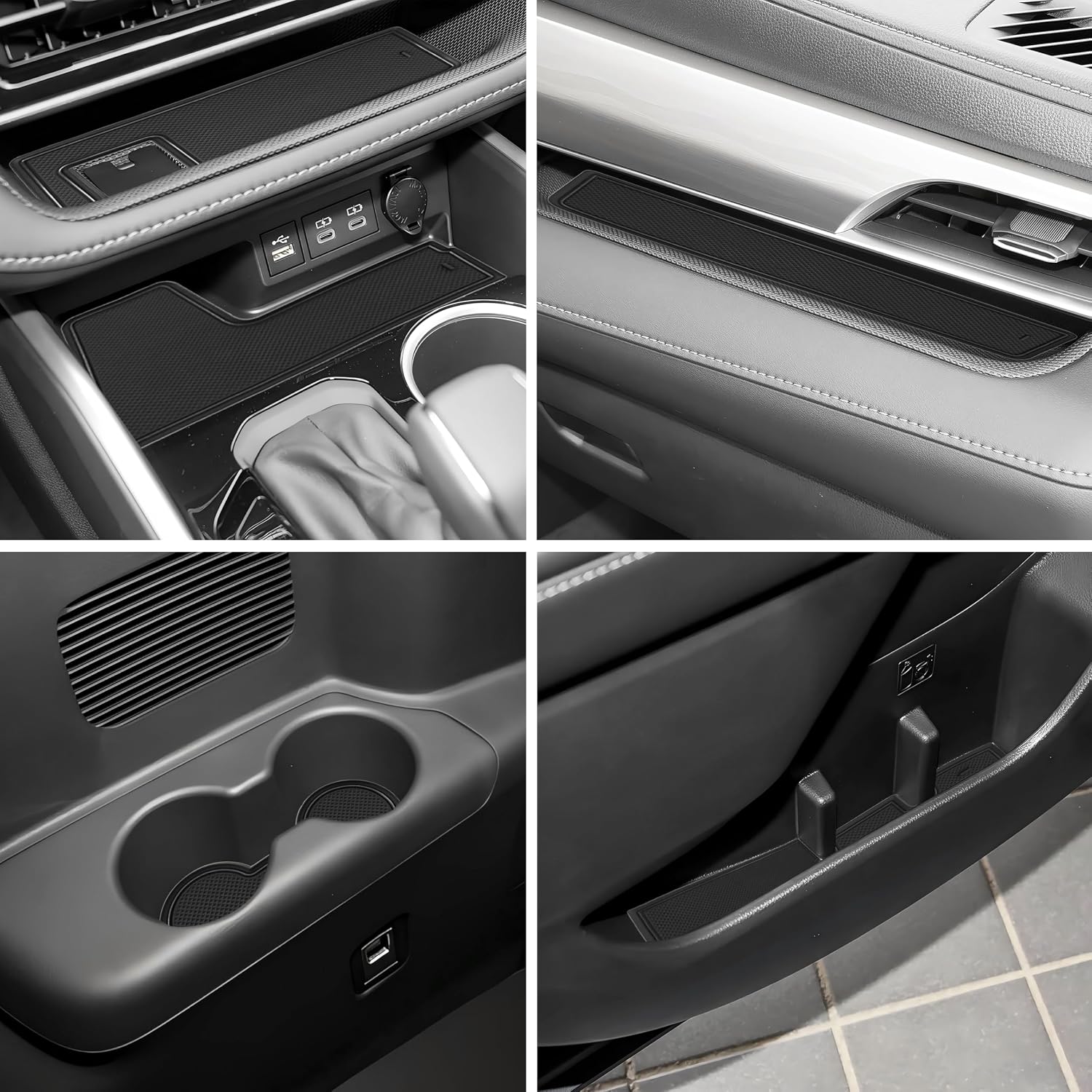 for Toyota Highlander Accessories 2026 2025 2020-2024 Anti Dust Cup Holder Insert Center Console Shifter Trim Door Packet Mats Premium Custom Interior 22PC Set (Bench Seat,Black Trim)