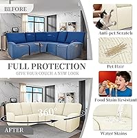 Vista 467 de Fundas 100% impermeables para sofá reclinable seccional, fundas para sofá reclinable en forma de L, funda para sofá seccional de esquina