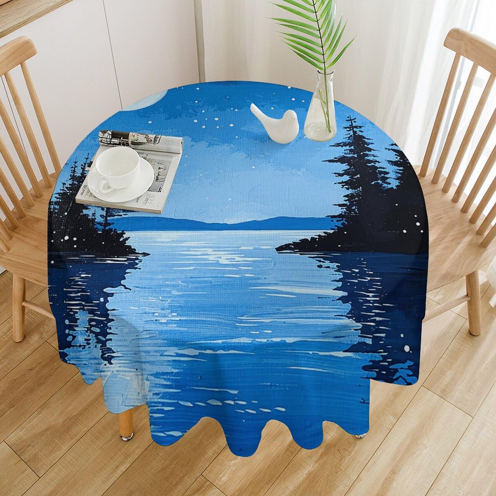 Nappe ronde imperméable anti-tache pour protéger la table de salle à manger