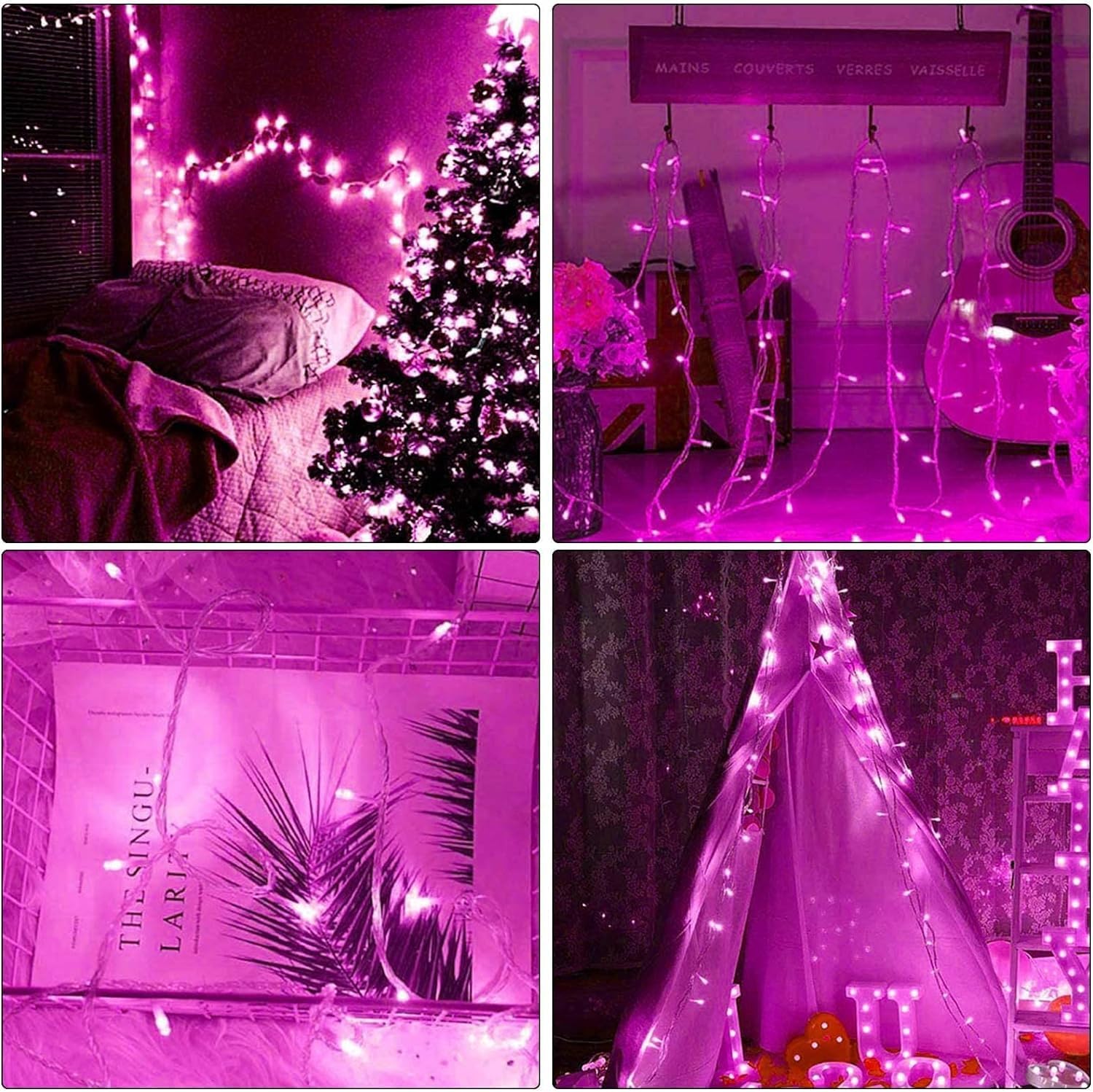 Waterproof 100 Led Pink Lights for Outdoor Decor, Garden Lights Outdoor Lighted Holiday Displays Wedding and Party
