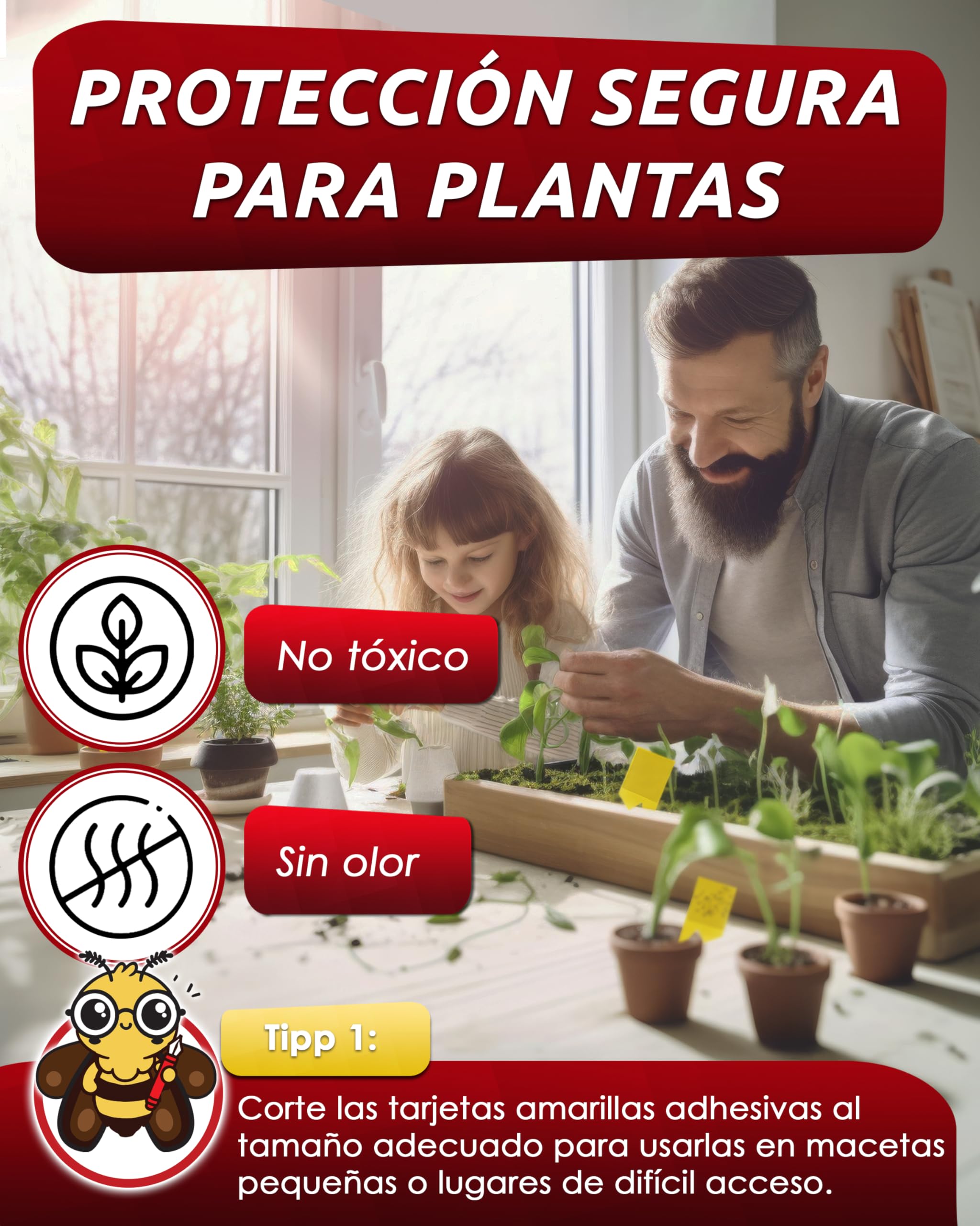 PIC Trampas Cromaticas Amarillas contra para Mosquito del Mantillo - 60x Pegatinas Trampas para Mosquitos, Eficaz Trampa Mosquitos No Tóxica, Ideal para Plantas De Interior contra Moscas pequeños