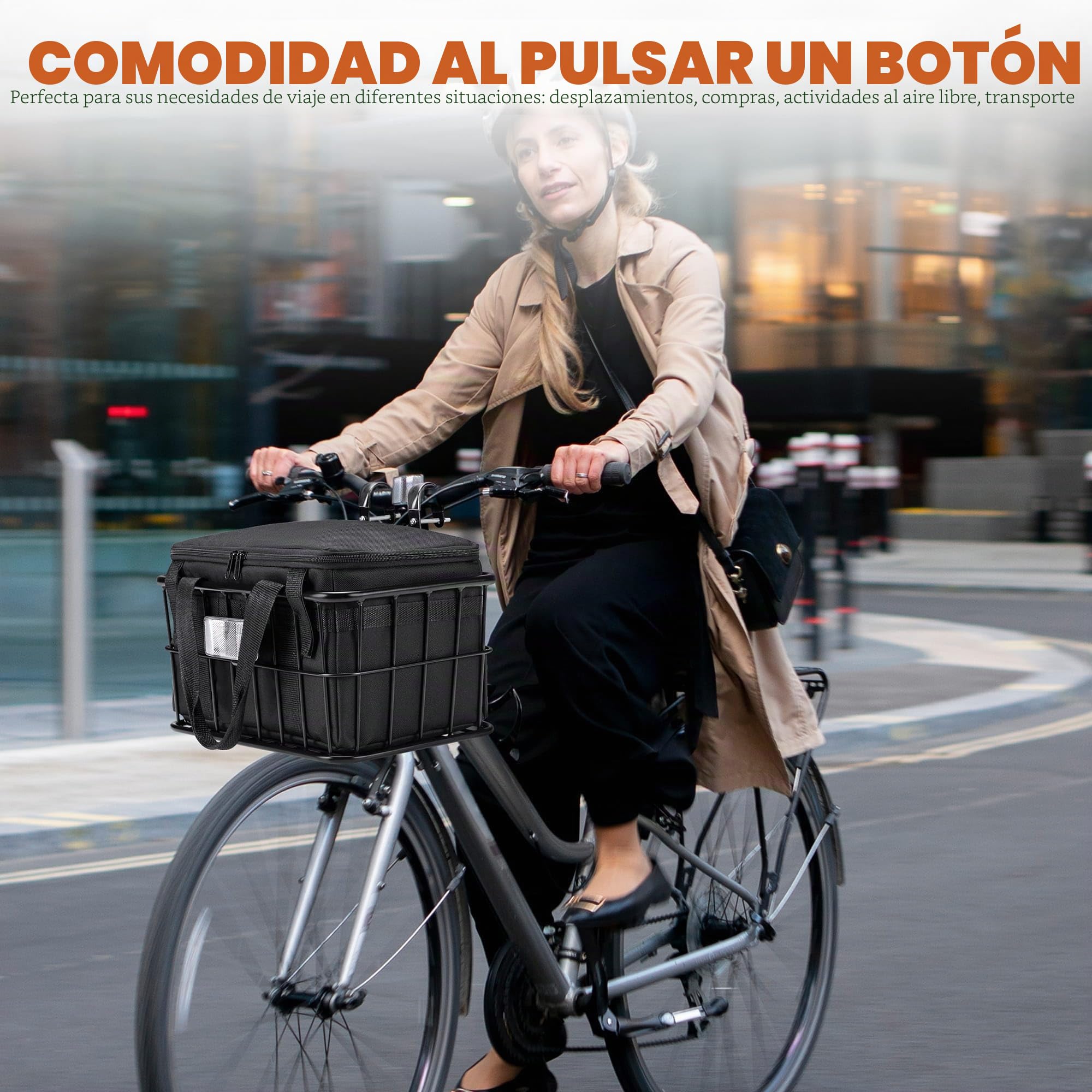 CDYWD Cesta para bicicleta delantera con bolsillo interior extraíble, gran cesta de manillar para bicicleta, para hombres y mujeres, cesta para bicicleta eléctrica, scooter, bicicleta de montaña