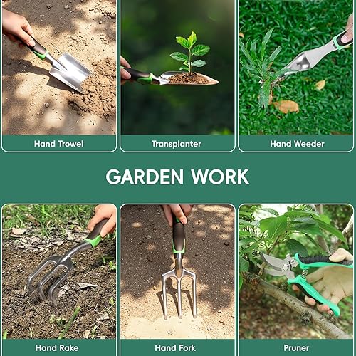 Miniatura 3 de Juego de herramientas de jardinería de 11 piezas, juego de herramientas de jardín resistentes con bolsa de almacenamiento y delantal, kit de
