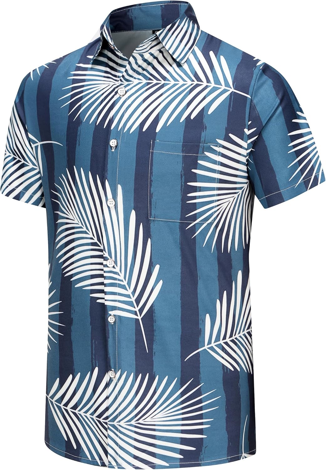 KYKU Hawaiian Shirt for Men Short Sleeve Button Down Summer Clothing Vacation Beach Shirts Stripe with Pockets - Image 2