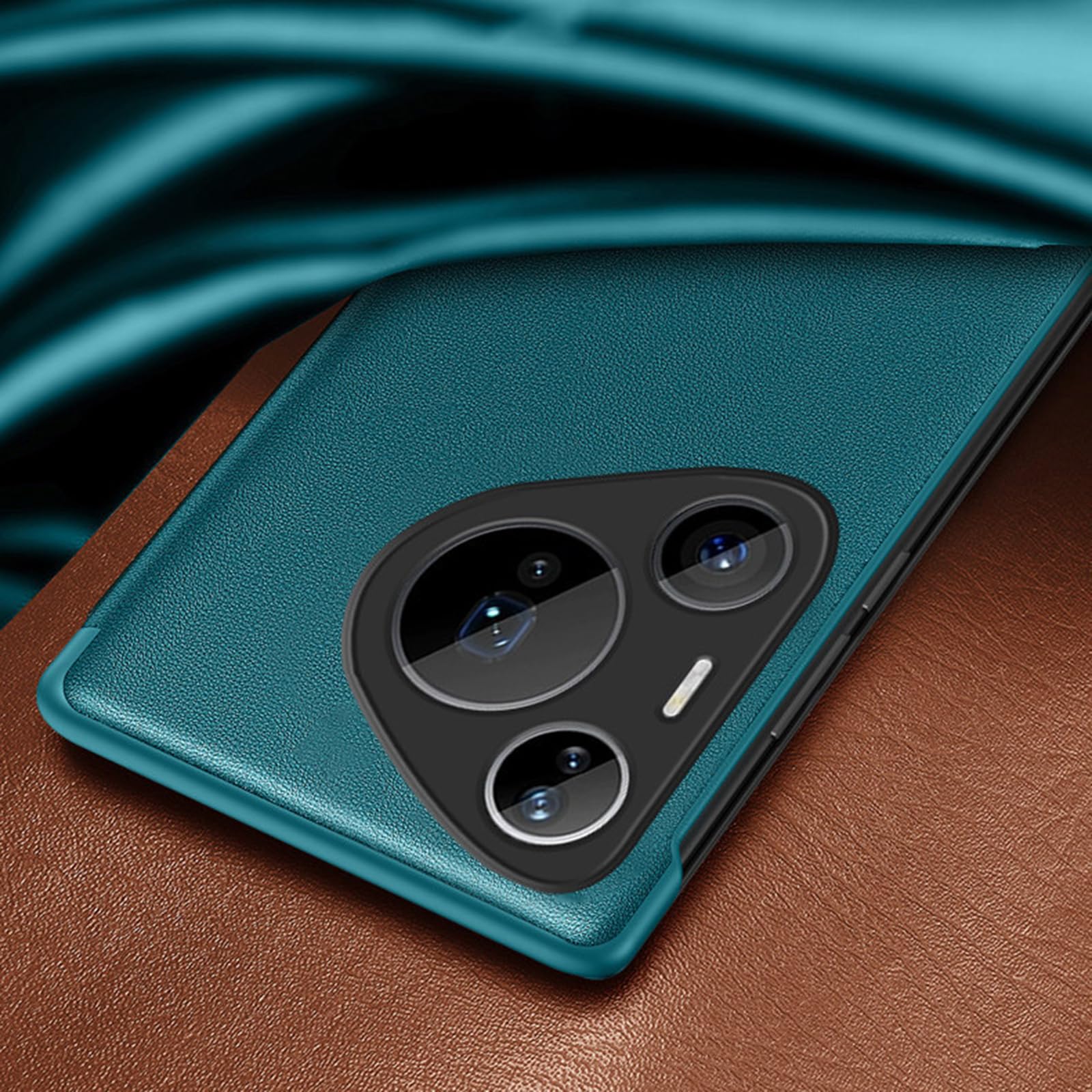 Etui z klapką do Huawei Pura 90 PRO Max/90 Pro/90, przezroczyste okienko skórzane cienkie etui na telefon komórkowy, czarny, 90 PRO Max