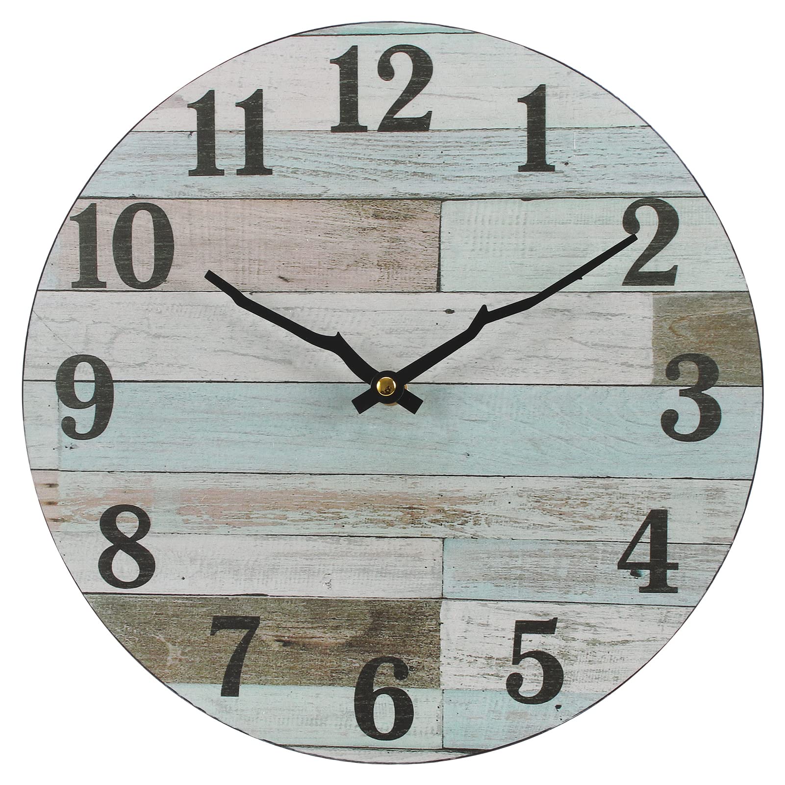 TONZOM 12 Inch Vintage Coastal Worn Blue Round Battery Operated Wall Clock Non-Ticking Easy to Read,with Big Arabic Numerals Decor for Room/Home/Kitchen/Bedroom/Office/School