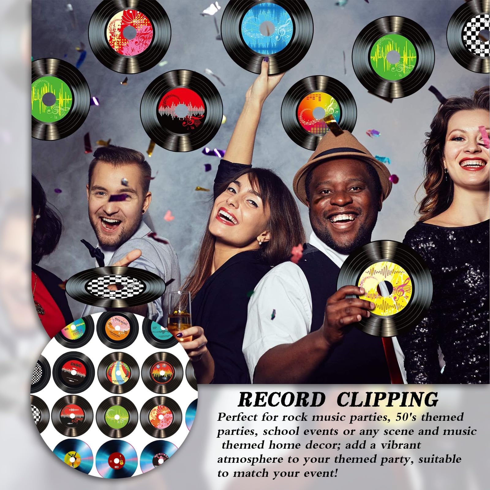 Disco de Vinilo Decorativo – Adornos Musicales Retro en Vinilo–Conjunto de 20 Discos Decorativos para Vinilo Música–Discos de Vinilo Brillante de Decorado y Disco para la Decoración de Pared