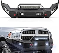 Vista 1 de Parachoques delantero todoterreno para RAM 1500 2013-2018, parachoques delantero de ancho completo 5 luces en D, barra de toro placa de cabrestante