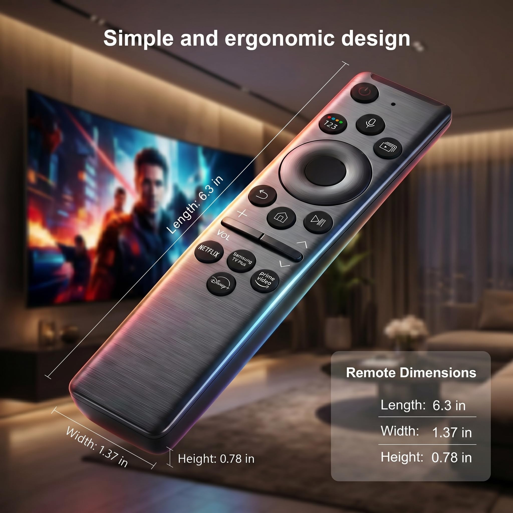 AUSOTUSO Télécommande universelle pour Smart TV Samsung, compatible avec TV LED/LCD/Plasma QLED, Netflix, Prime Video, boutons Hulu, commande vocale.
