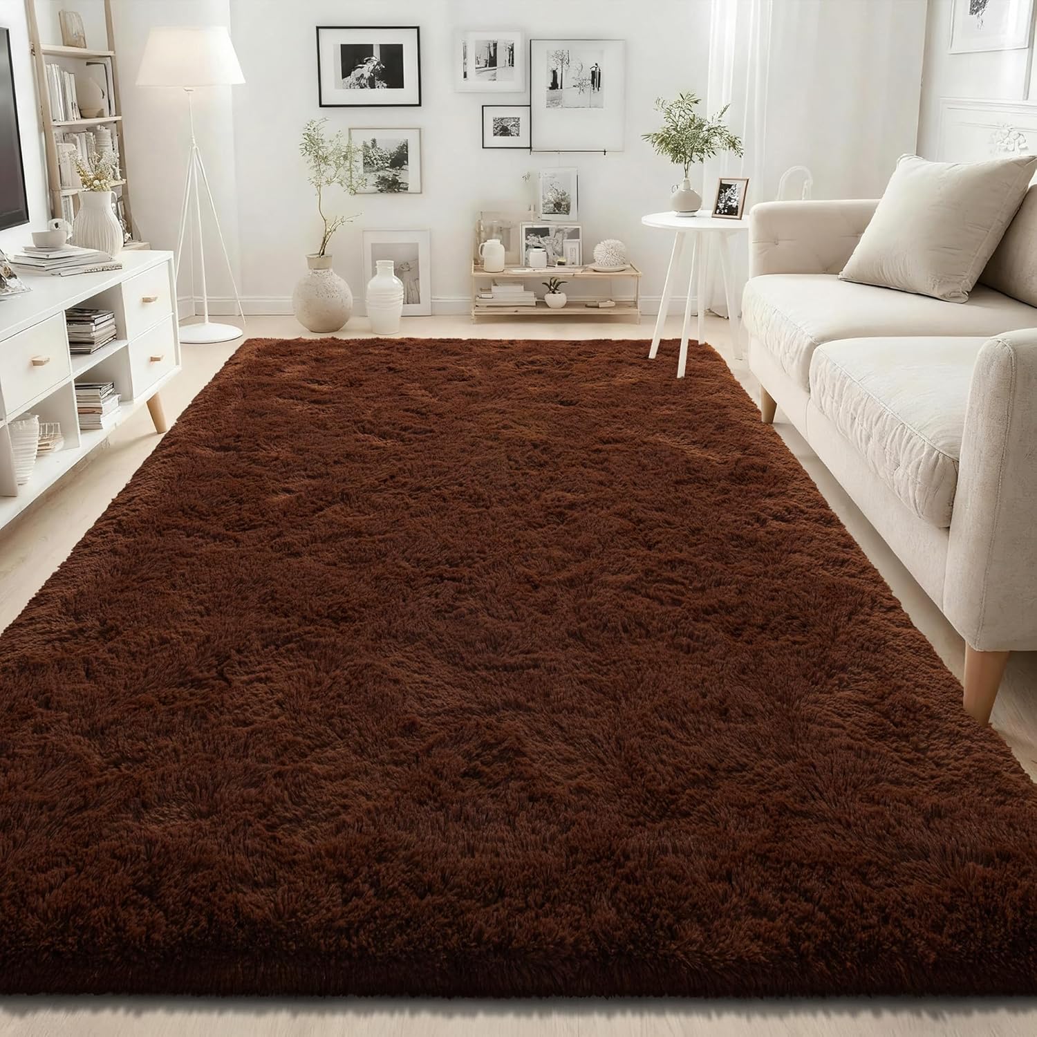 ISEAU Fluffy Rug Carpets Soft Shaggy Area Rug Indoor Floor Mats for Kids Room Fuzzy Carpet Comfy Cute Nursery Rug Bedside Mat for Boys Girls Bedroom Living Room Home Decor, 4ft x 6ft,Brown