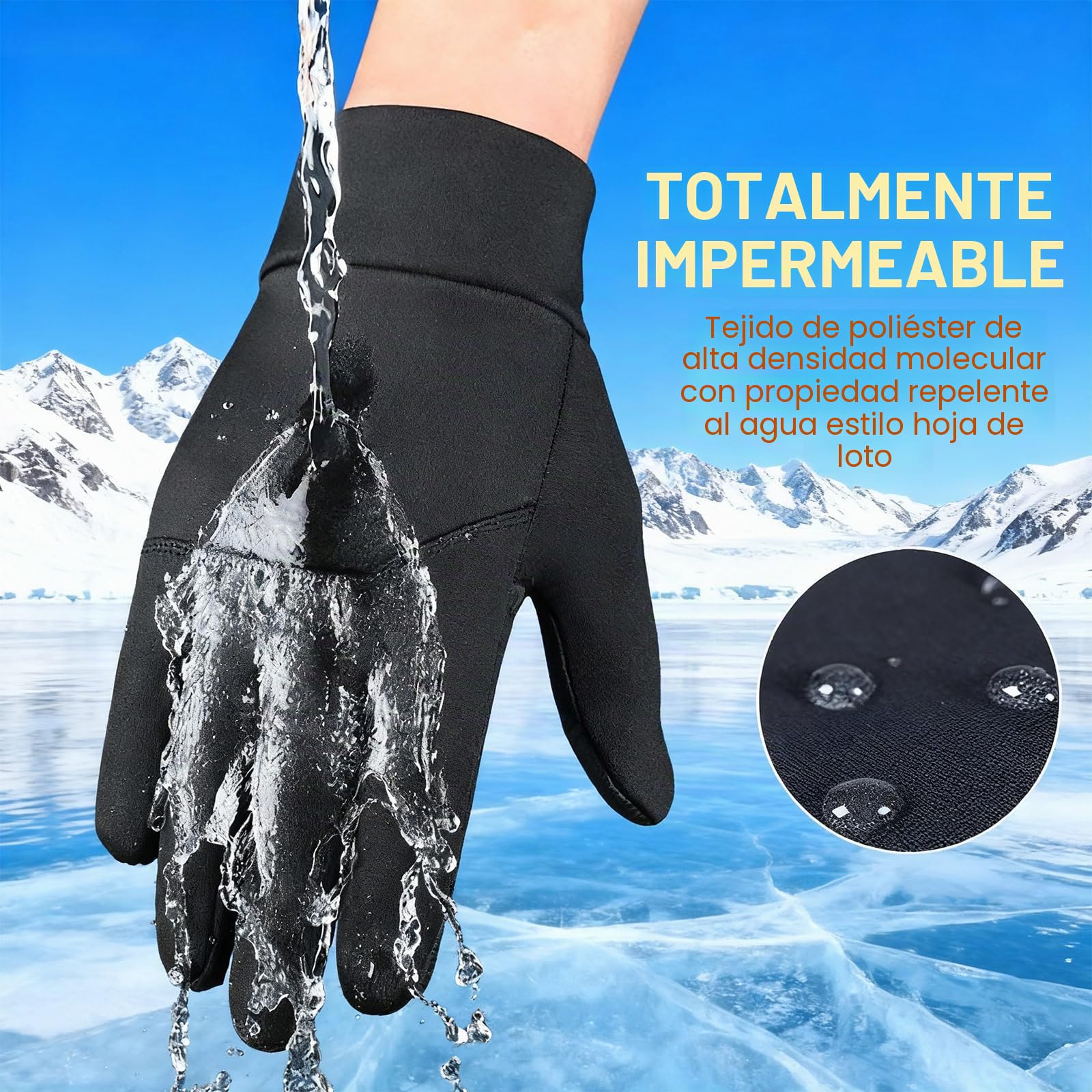 Guantes Calefactables USB Impermeables Cortavientos 3 Temperaturas 45°C-55°C para Esquí Bicicleta