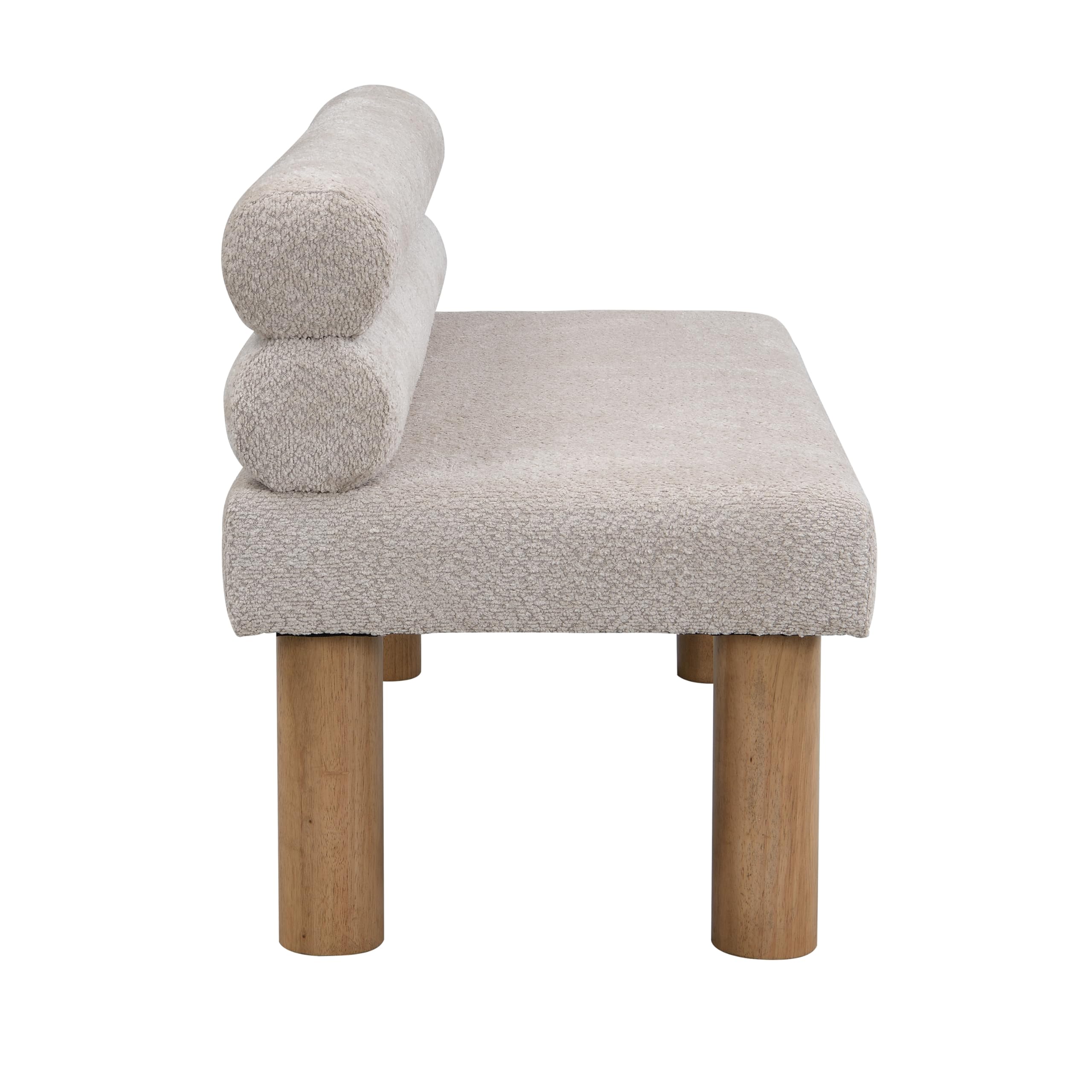Christopher Knight Home Wally Boucle Upholstered Dining Bench, Modern Large Dining Room Chair, Entryway Ottoman Bench, Bedroom End of Bed Seating, Armless Desing and Wooden Frame, Light Gray+Natural