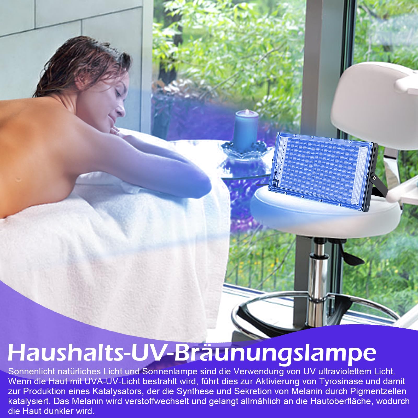 Lampe de bronzage 15 W portable USB 144 LED avec crochet de suspension pour visage et corps