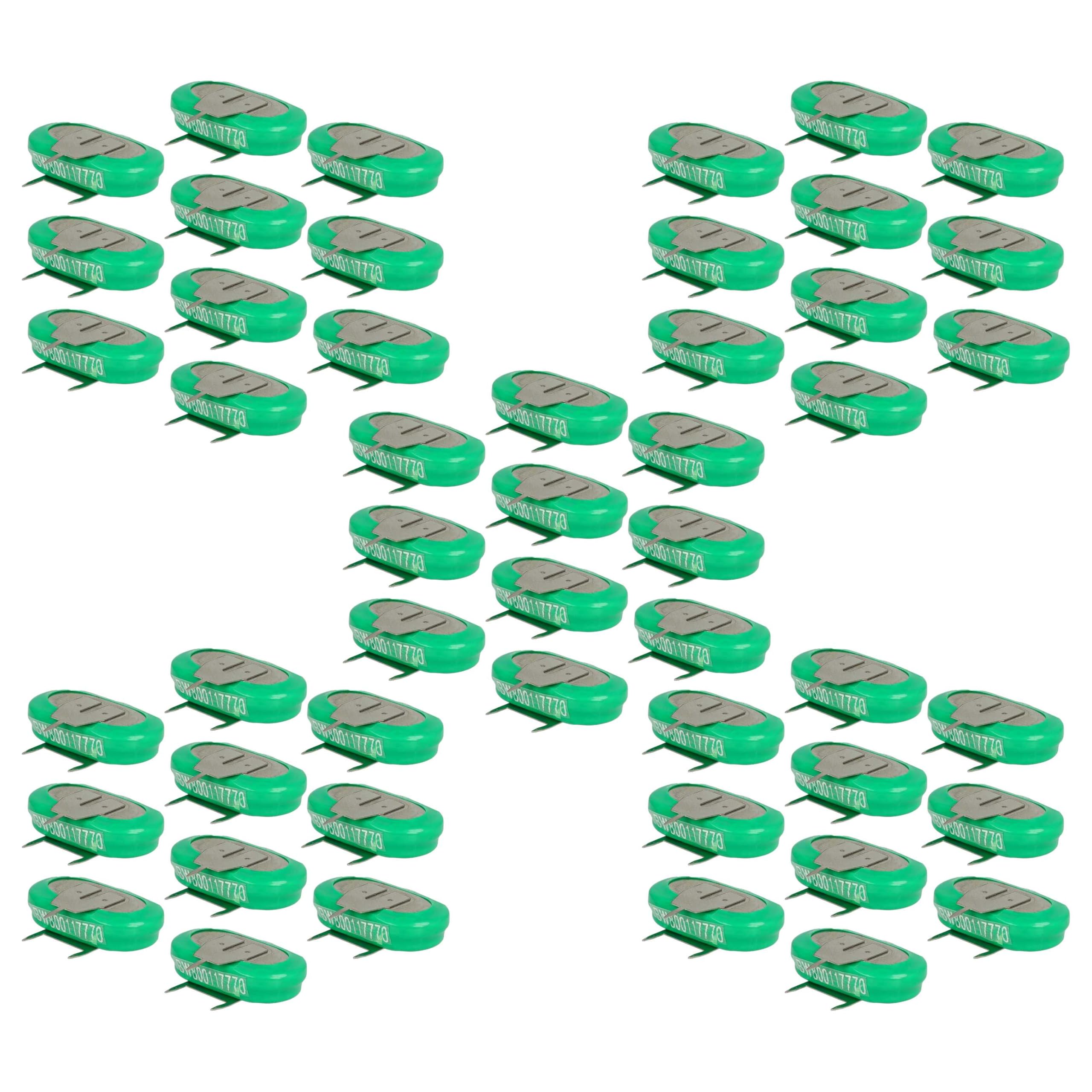 vhbw 50x NiMH Batería de botón de Repuesto Tipo 1/V150H 3 Pines 150 mAh 1,2 V Compatible para lámparas solares, etc.