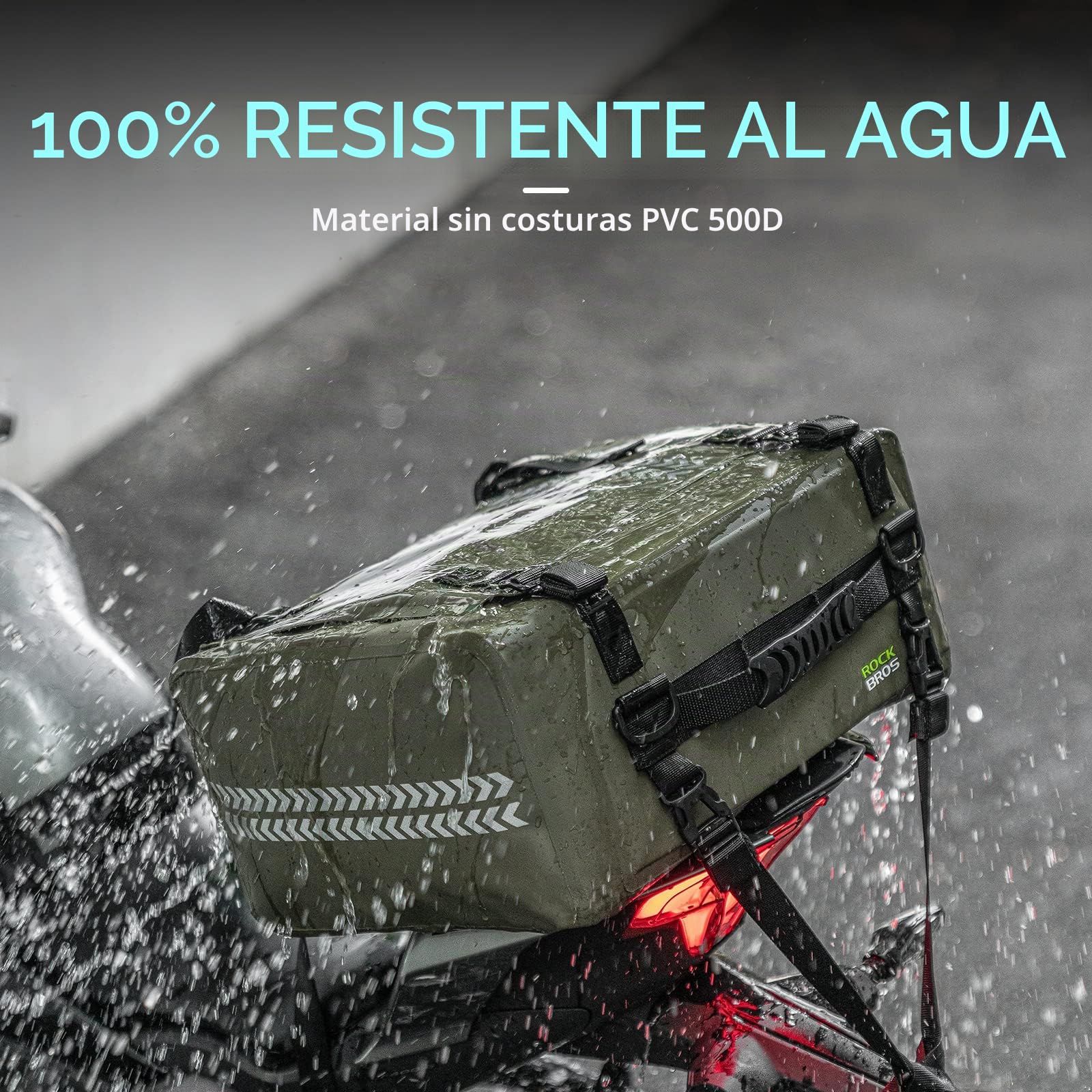 ROCKBROS Bolsa Asiento Trasero para Moto 30L, Bolsa Sillín de PVC Impermeable Maletero Reflectante para Motociclismo Viajes