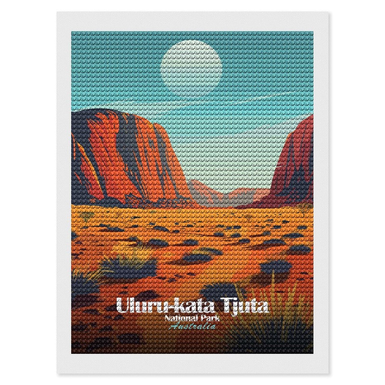 Junmoney Uluru-Kata Tjuta National Park Australia Diamond Painting Canvas Kit 12"x16", Adhesive Canvas, Living Room Decor, Farmhouse Decor, Winter Craft
