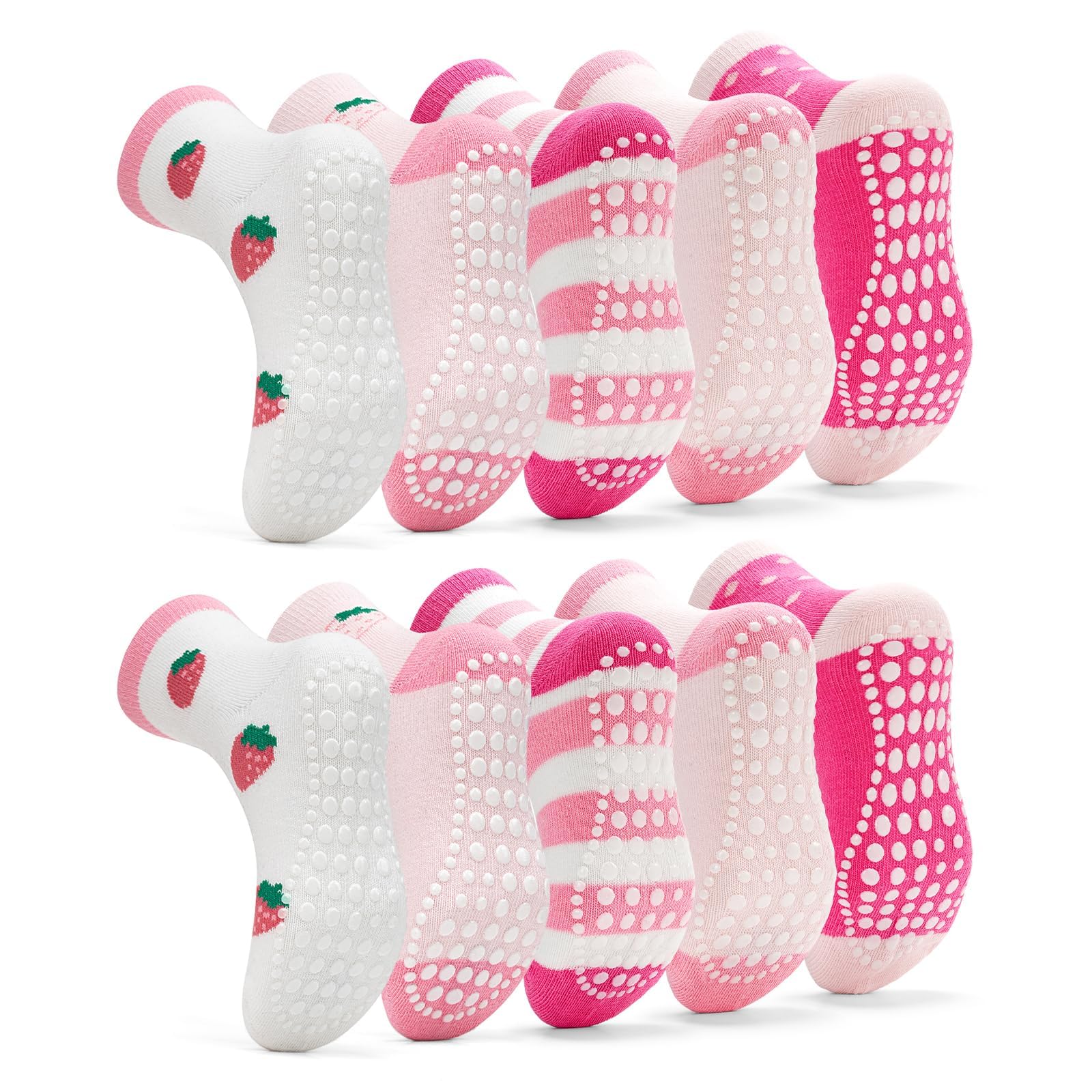 Sosenfer Kids Non Slip Socks, 5/10 Pairs Gentle Cotton Ankle Gripper Socks