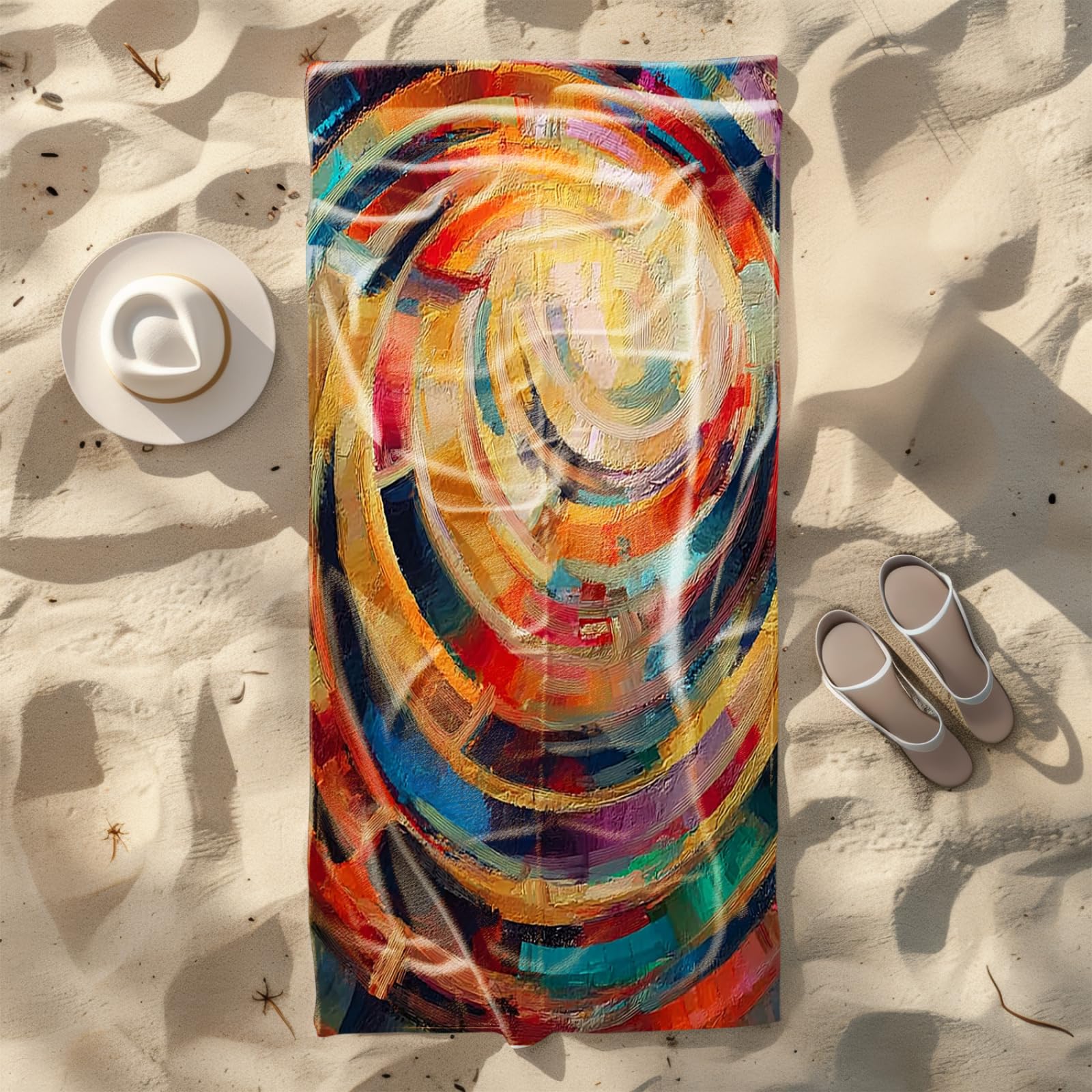 Genérico Toalla Playa 90X180 Amarillo Abstracto Grande Toallas de Playa Microfibra Ligera Secado Rápido Sin Arena para Mujer Hombre Viajes Vacaciones Natación Camping