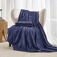 Vista 8 de JELLYMONI Funda de edredón tamaño Queen azul marino - Juego de 3 piezas de funda de edredón estilo bohemio a cuadros, poliéster acolchado, jacquard