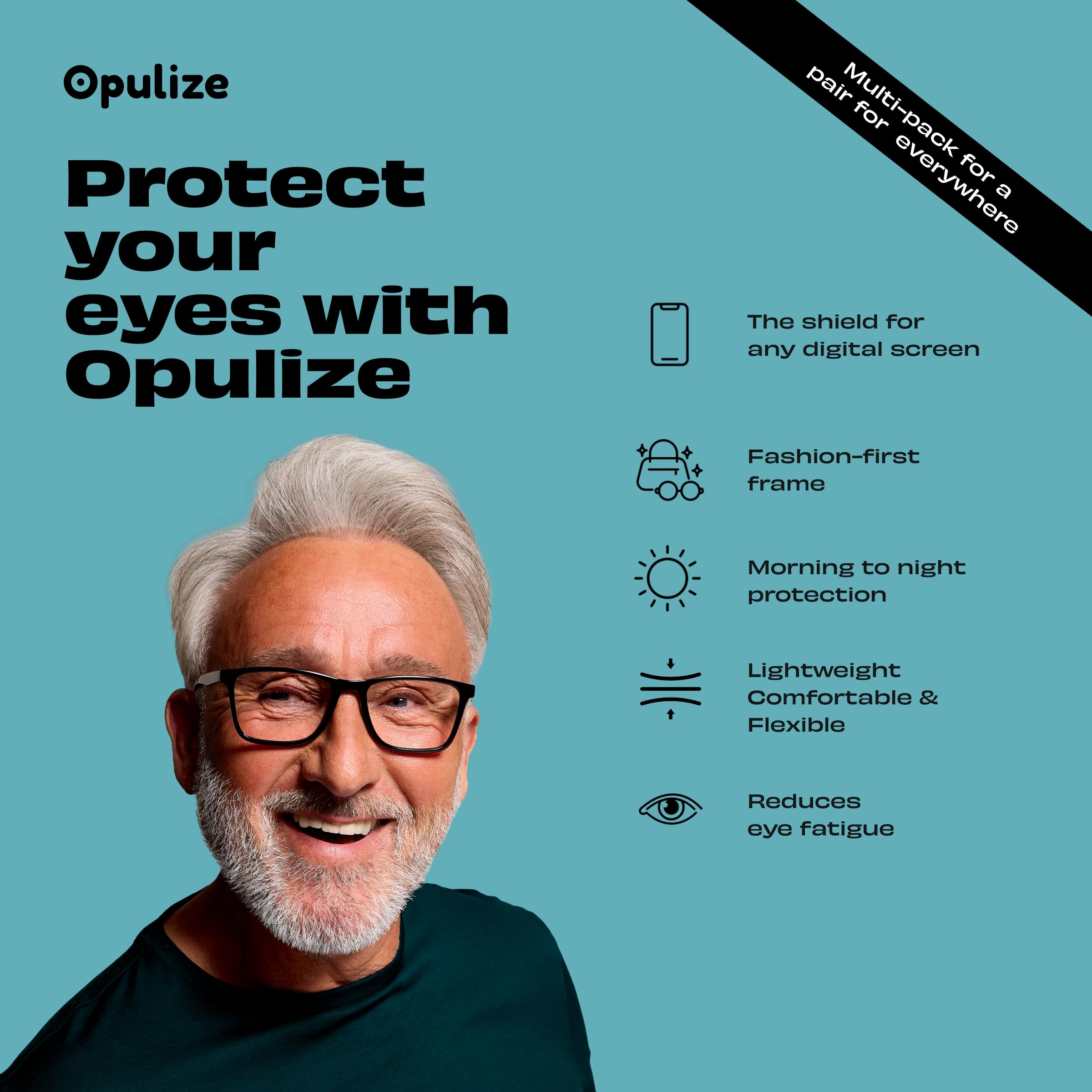 OPULIZE NYX Gafas de Lectura de Bloqueo de Luz Azul para hombre y mujer, Lentes Antideslumbrante para ordenador - Paquete de 2 - Protección UV - Negro - + 1,50