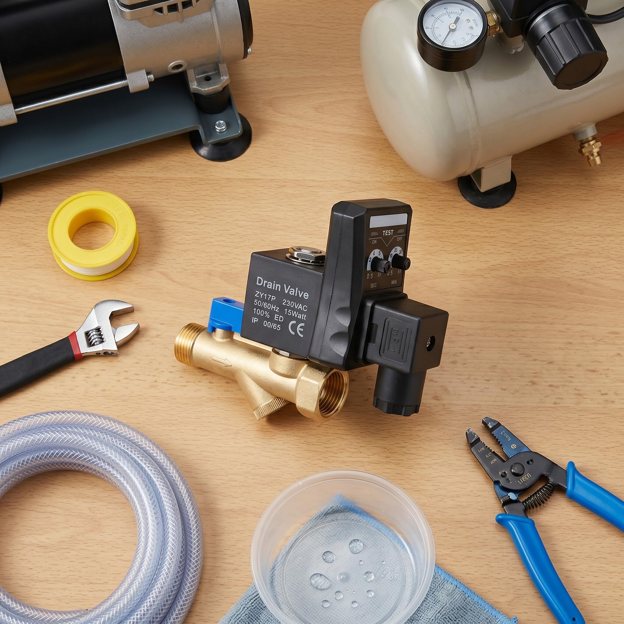 G1/2 DN15 Robinet De Vidange En Laiton Programmable, Vanne de vidange électronique Pour Compresseur D'air(AC 220V)