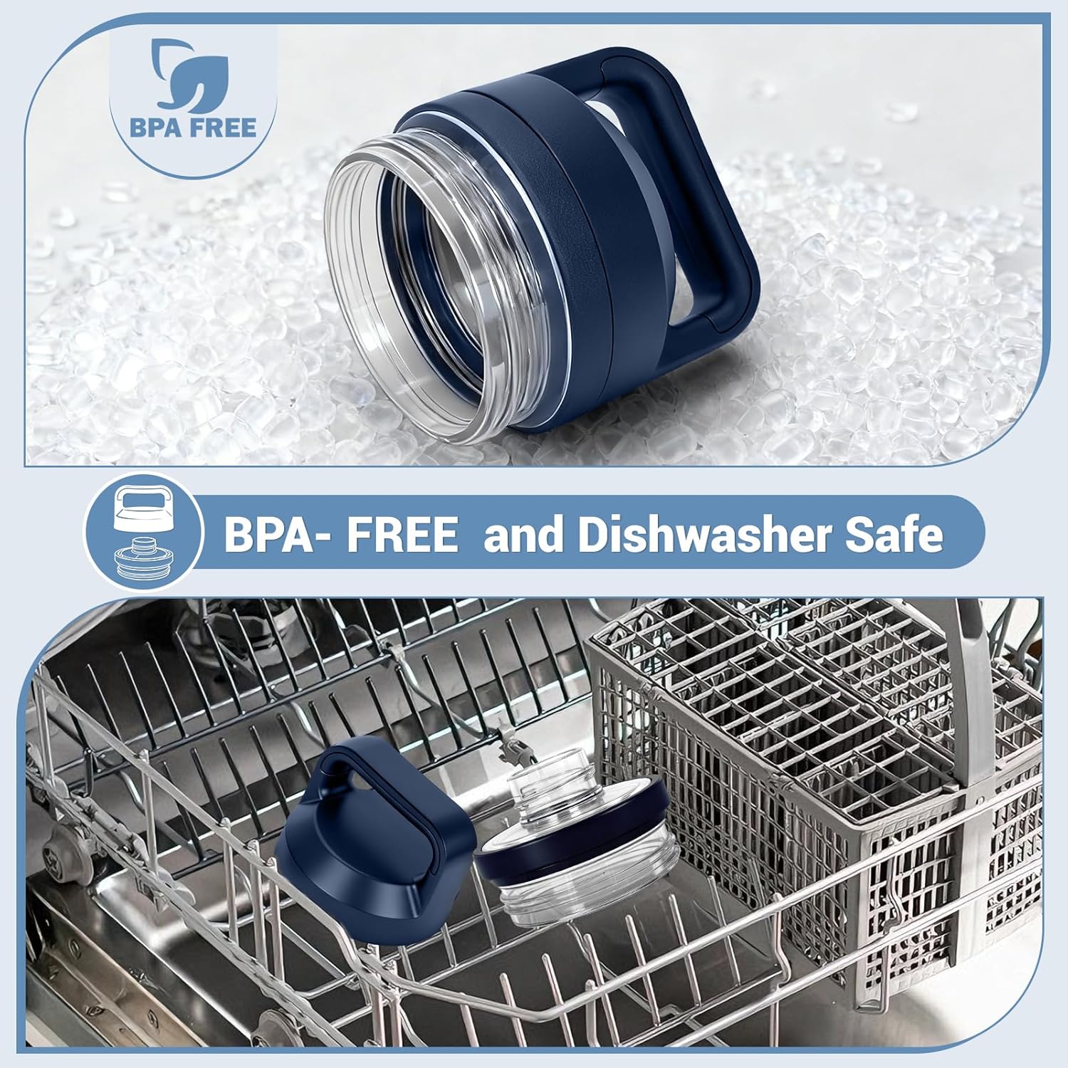 Chug Cap Replacement Compatible with Yeti Rambler, Screw Top Lid for YetiRambler 18/26/36/46/64 OZ, Leak-Proof,Lightweight Durable BPA- FREE Dishwasher-Safe, Lid Accessorie for Yeti,Navyblue 1pcs - Image 4