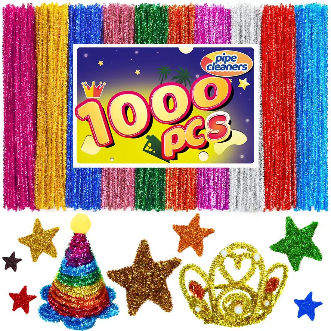 Pipe Cleaners, Pipe Cleaners Craft, Arts and Crafts, Crafts, Craft Supplies, Art Supplies (1000 Glitter Pipe Cleaners)…