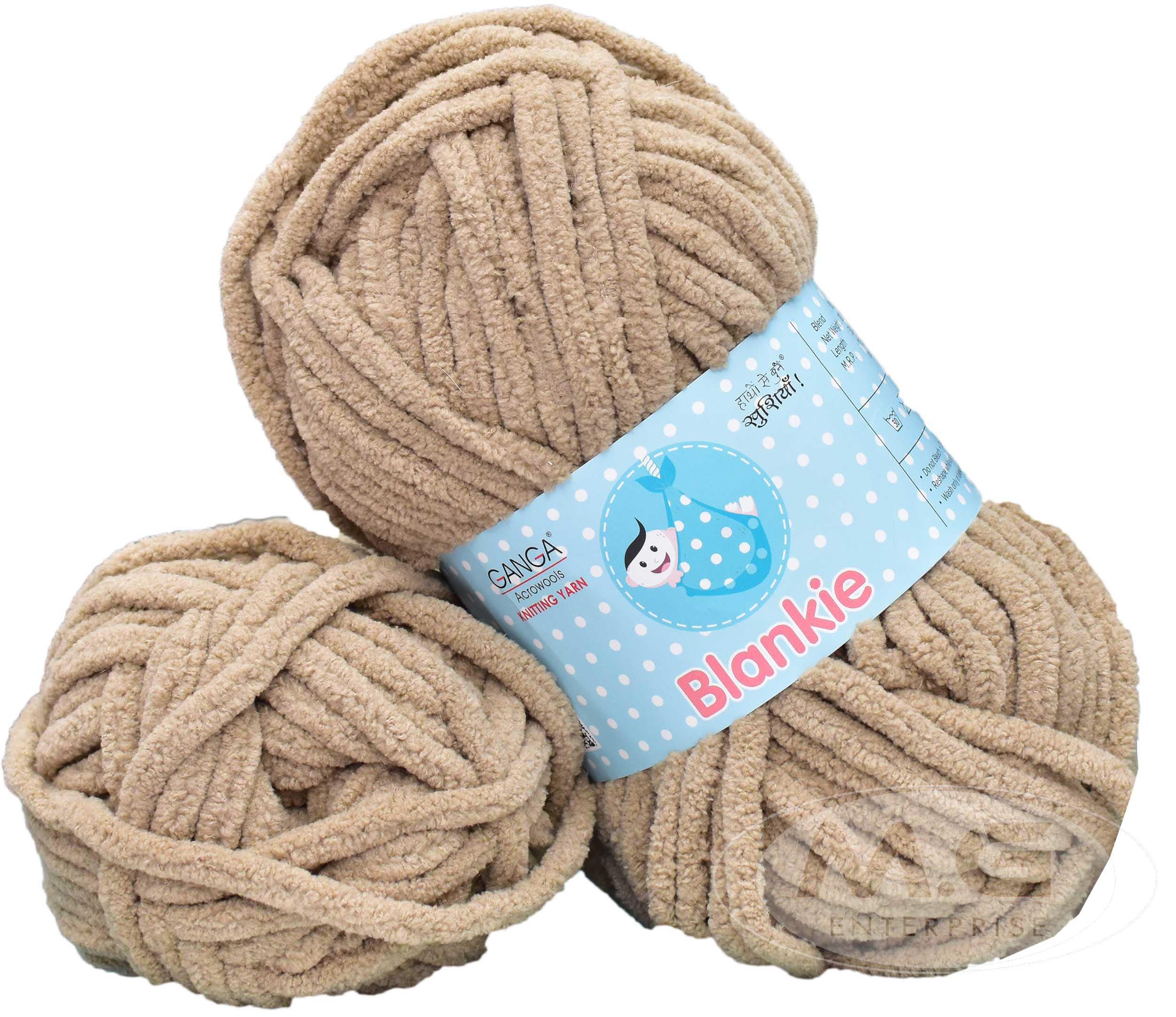 M.G Enterprise Ganga Knitting Yarn Thick Chunky Wool,Blankie Skin 200 Gm Best Used with Knitting Needles,Crochet Needles Wool Yarn for Knitting,with Needle.-E - Multicolor