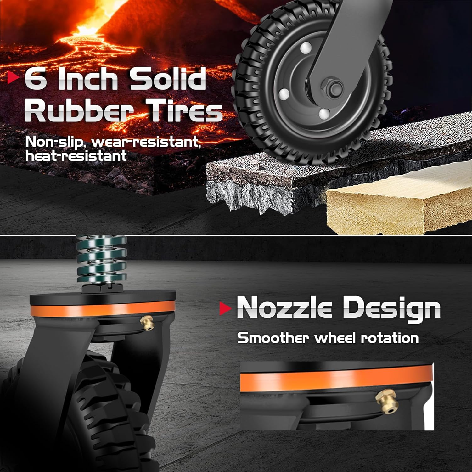 6 Inch Heavy Duty Fence Gate Wheel - 500lb Capacity for Metal Tube Gates with 360 Degree Rotation Spring Loaded Caster - Includes Screws and Screwdriver - Durable Wheel for Smooth Operation (Black)