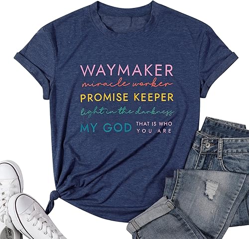 Miniatura 7 de Camisetas cristianas para mujer, regalo religioso, casual, cristianos, inspiradoras, de manga corta