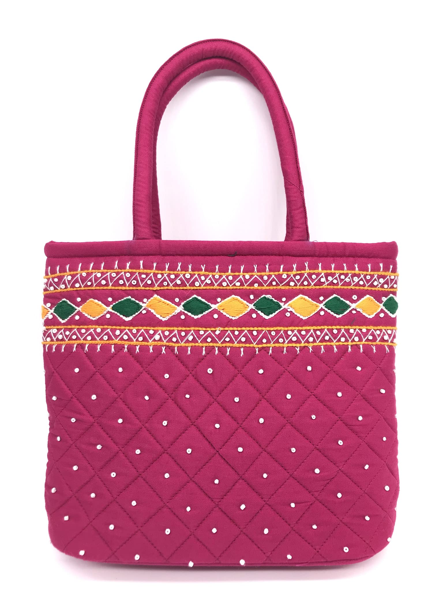 srishopify handicrafts Handheld Bag for Women Handbag SMALL Size Banjara Traditional MINI Handle Bag handmade Hand Purse Cotton 9x7x3 Inch Size original Beads Thread Work Christmas Gifts