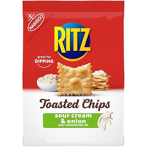 RITZ Toasted Chips - Galletas de crema agria y cebolla, 8.1 onzas, paquete de 2