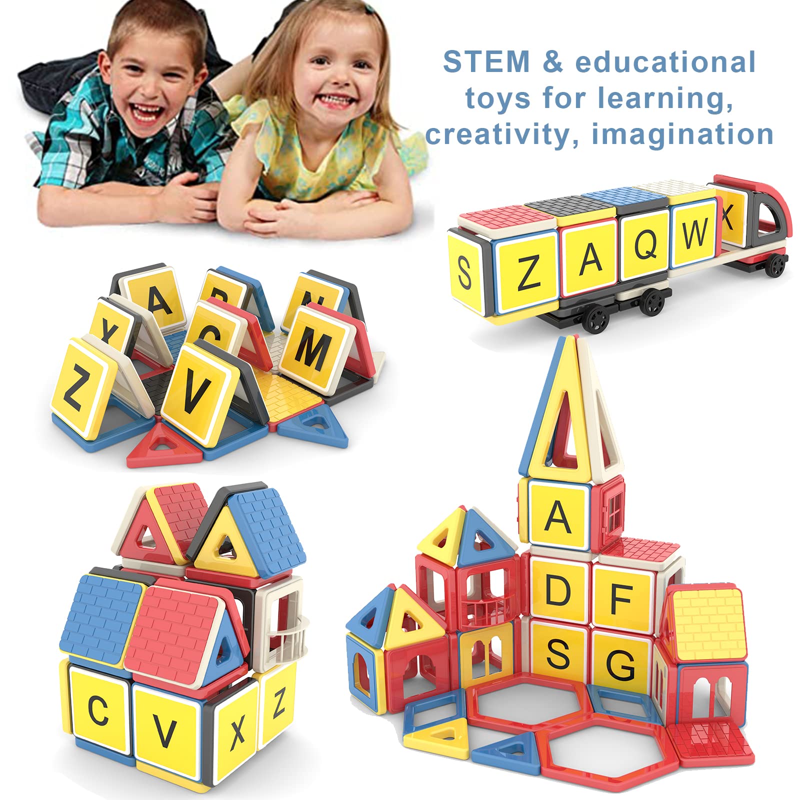 Magnete Piastrelle da Costruzione 173 Pezzi Mini Blocchi Magnetici impilabili 3D Bambini Apprendimento STEM Giocattoli per Ragazze e Ragazzi Regalo Educativo per Bambini