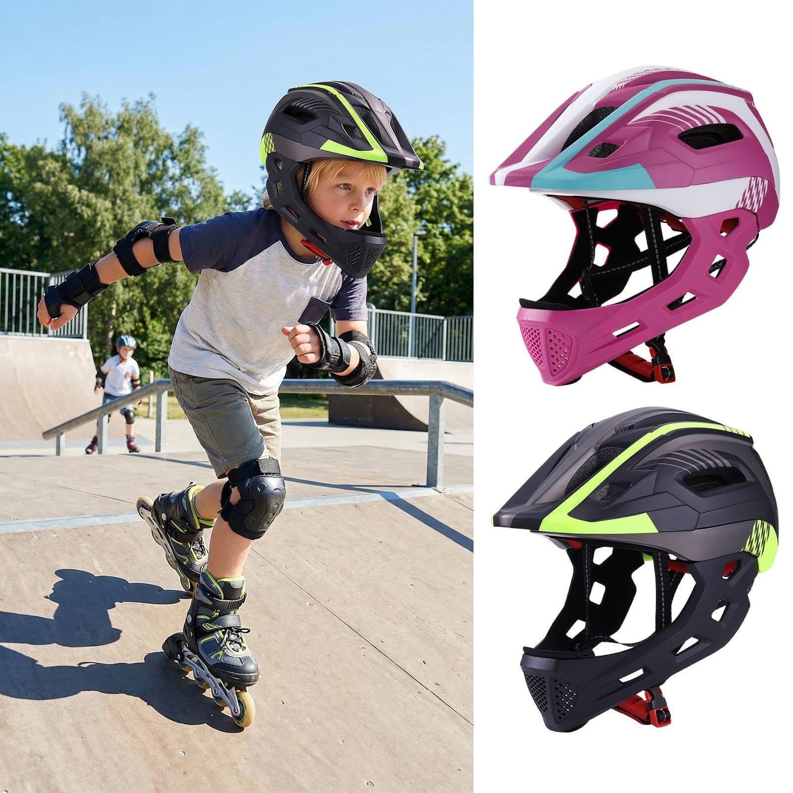 Casco integrale per bambini – Attrezzatura per equitazione, casco da bicicletta per attività all'aria aperta, design di sicurezza regolabile, leggero, resistente agli urti, equipaggiamento protettivo