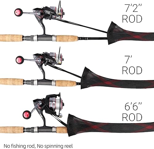 Miniatura 20 de RUNCL Fundas para caña de pescar y bolsas de carrete, calcetines de caña de hilar/fundición y cubiertas de carrete de spinning/baitcasting, solución