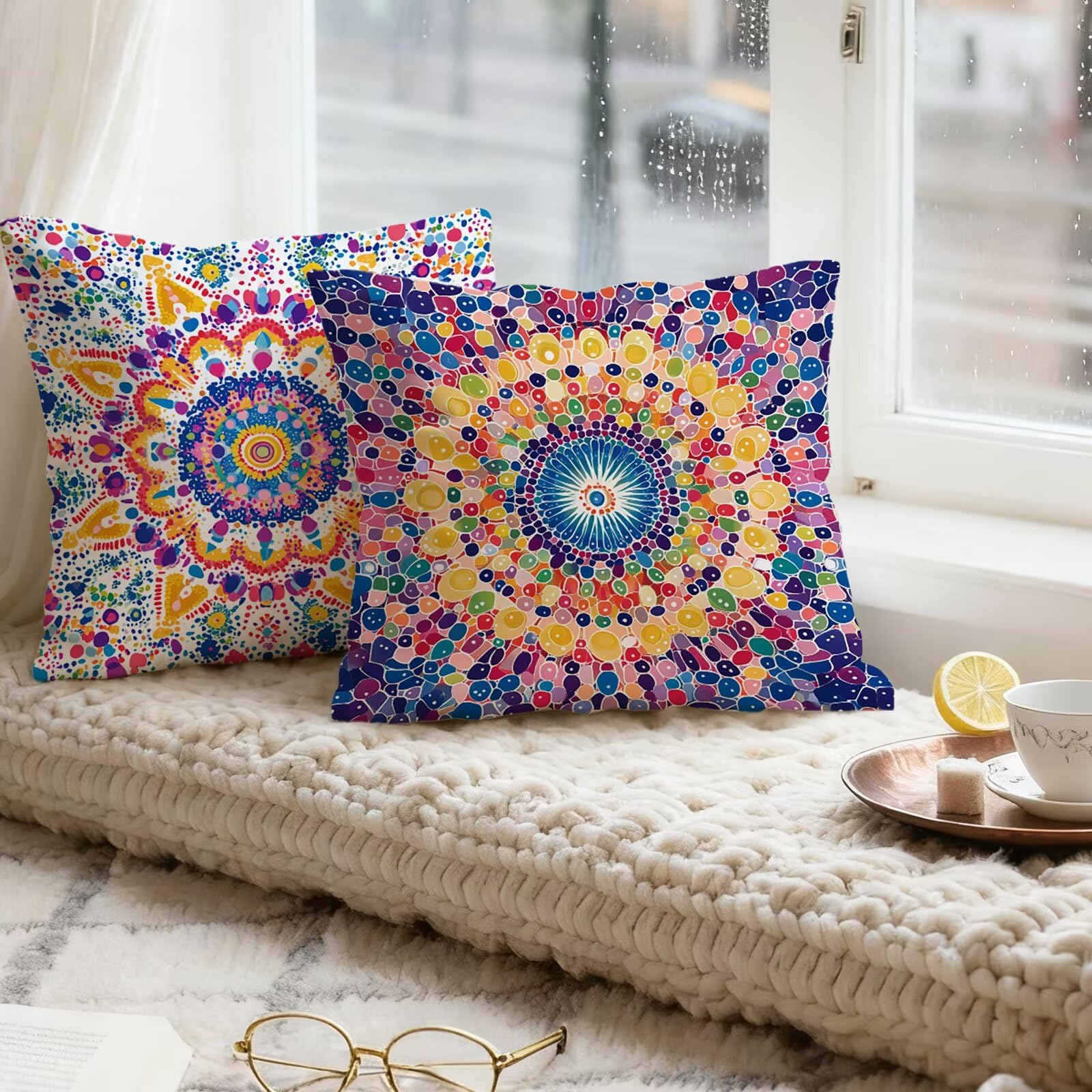 PúRpura Funda Almohada 60x60 Abstracto Funda Cojin 60x60 Cojines Sofa Lino Fundas Almohadas Cuadrada Fundas Cojines Juego 4 Protector Almohada Cervicales y Cuello, para Jardin Dormitorio E - 523