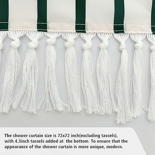 Miniatura 7 de Juego de cortinas de ducha bohemias de 72 x 78 pulgadas con borla blanca, impermeable, sol de mediados de siglo, moderno, rústico, para decoración