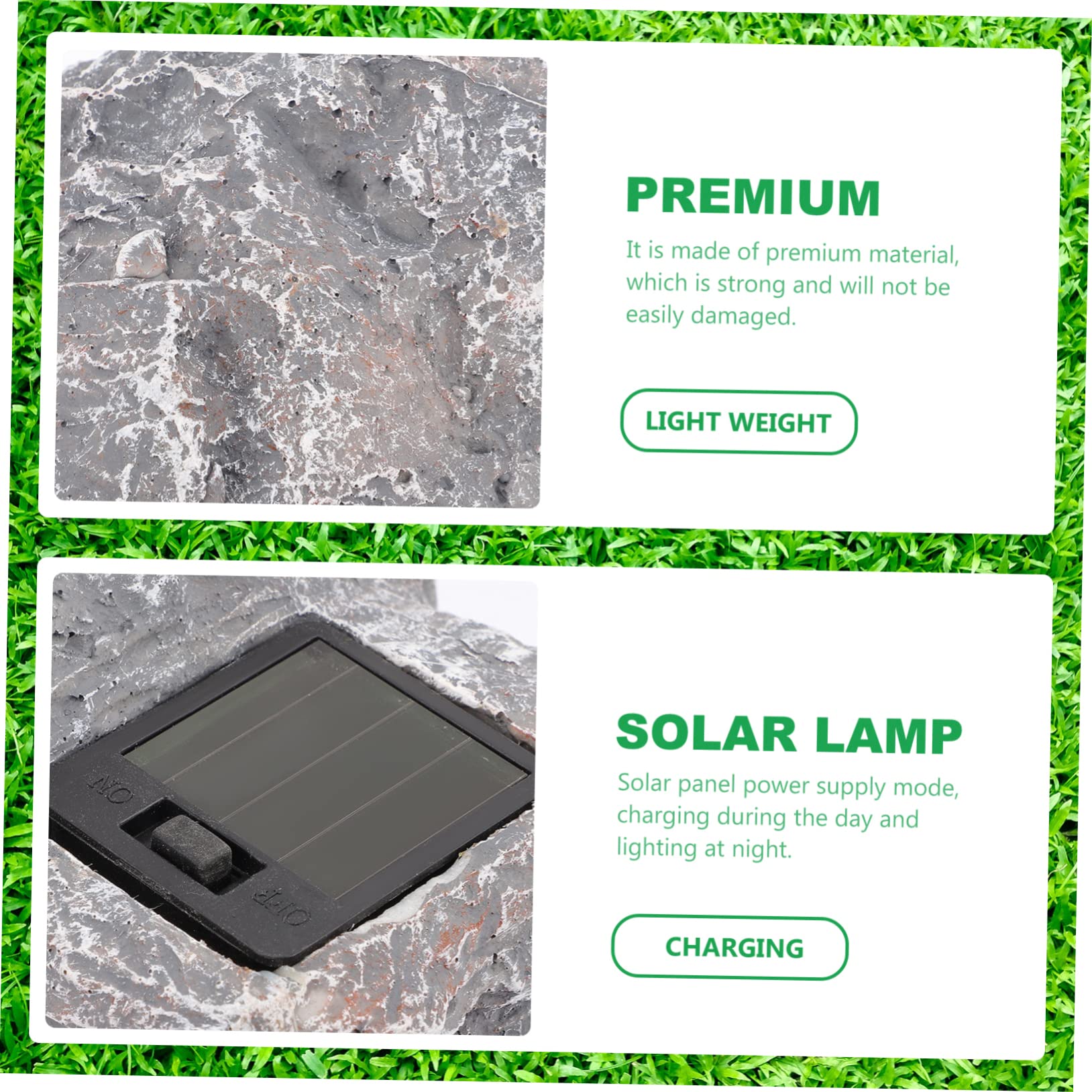 Toyvian Lampada Solare da Giardino Luce Solare per Esterno in Resina a Forma di Pietra Illuminazione Creativa LED per Aiuole e Cortili