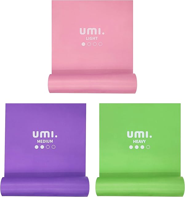 Amazon Brand - Umi - Resistance Band Set Stretch Bands Exercise Bands for Yoga Ballet Pilates Workout Exercise