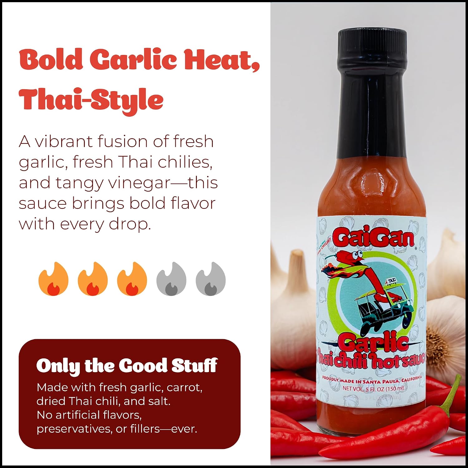GaiGan - Thai Chili Garli and Super Spicy Hot Sauce 2 Pack Dip & Glaze, All Natural Gluten Free and Vegan Condiment Low Sodium No Preservatives image 4