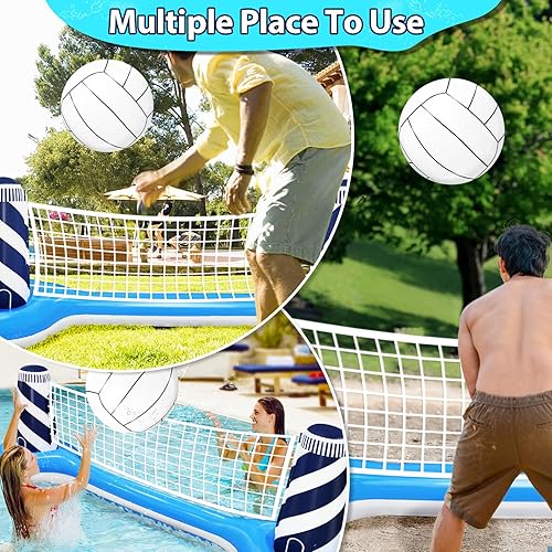 Miniatura 5 de Juego de flotador inflable de red de voleibol con pelota de playa de 19 pulgadas, diseño de faro, juguetes flotantes para deportes acuáticos para