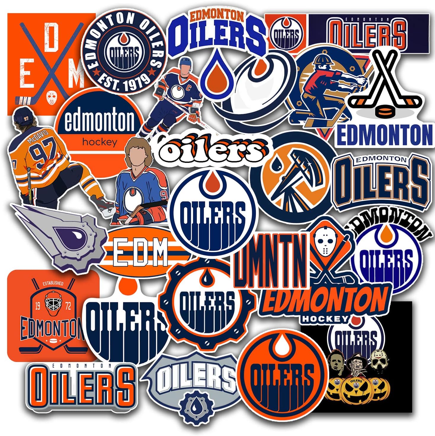 27 PCS Set of Edmonton Vinyl Oilers Stickers Pack Edmonton Decal Oilers