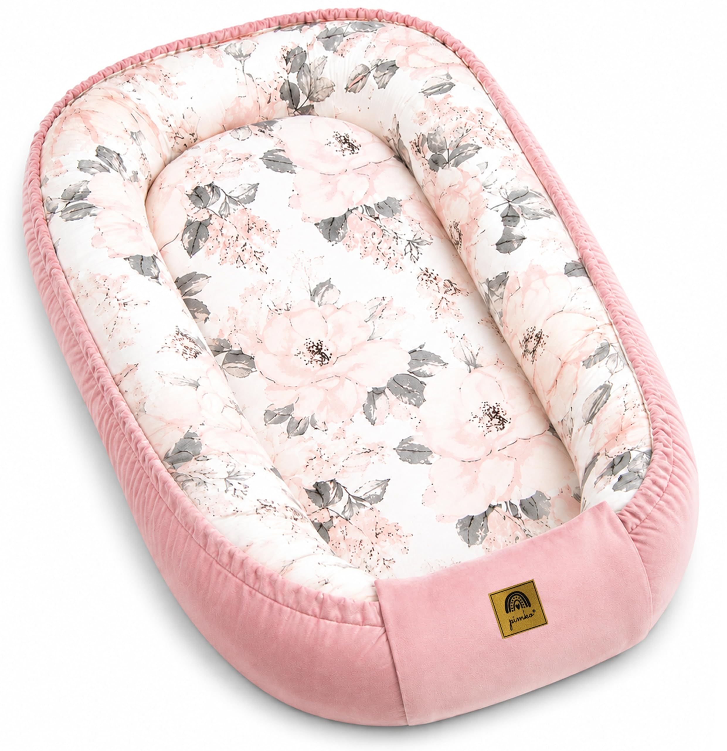 Pimko Terciopelo multifuncional para niños, reductor para cama de bebé, cuna de viaje, de algodón, 55 x 90 cm (rosa)