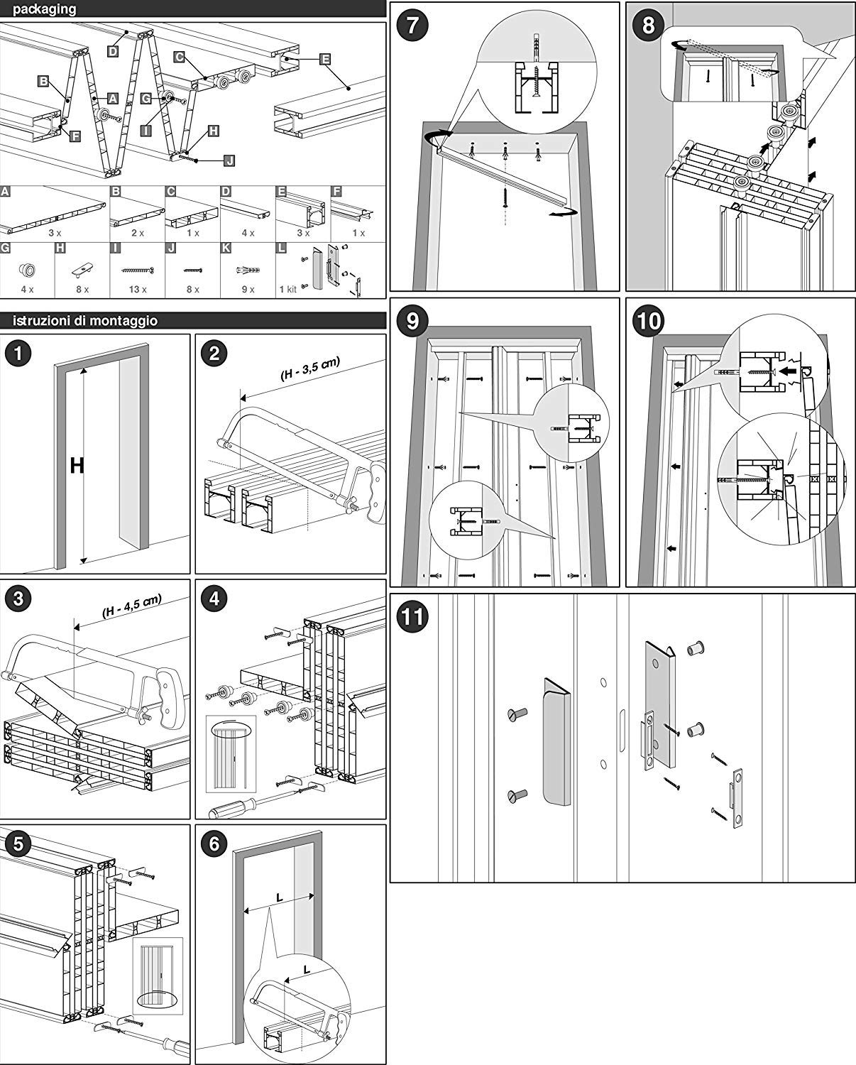 Porta A Soffietto Elly In PVC - Grigio Effetto Tessuto, 83x214 Cm - Foto 10