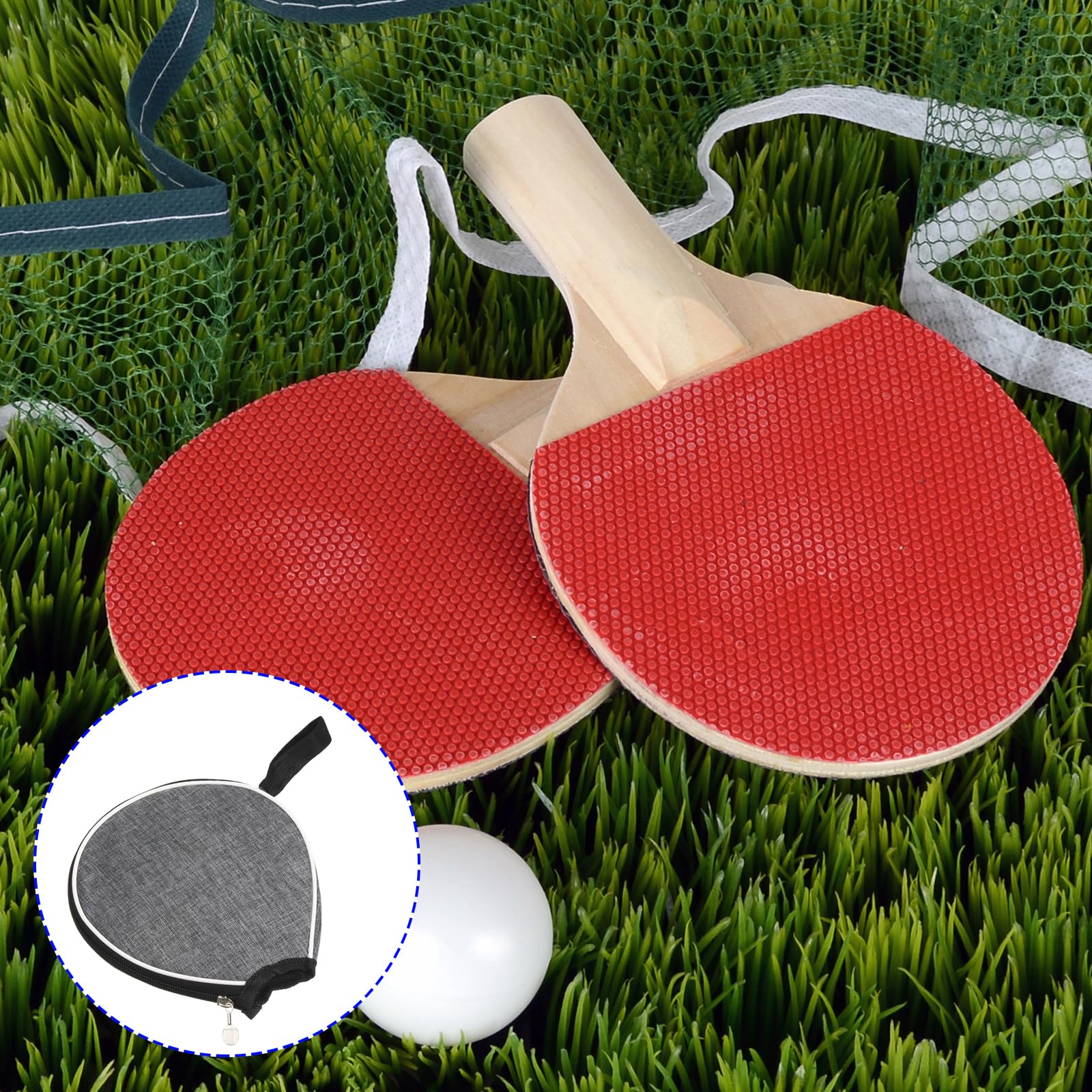 M METERXITY 2 Pack Ping Pong Paddle Cover - Table Tennis Racket Case Half Bag Apply to Storage Organize (Grey) - Image 2