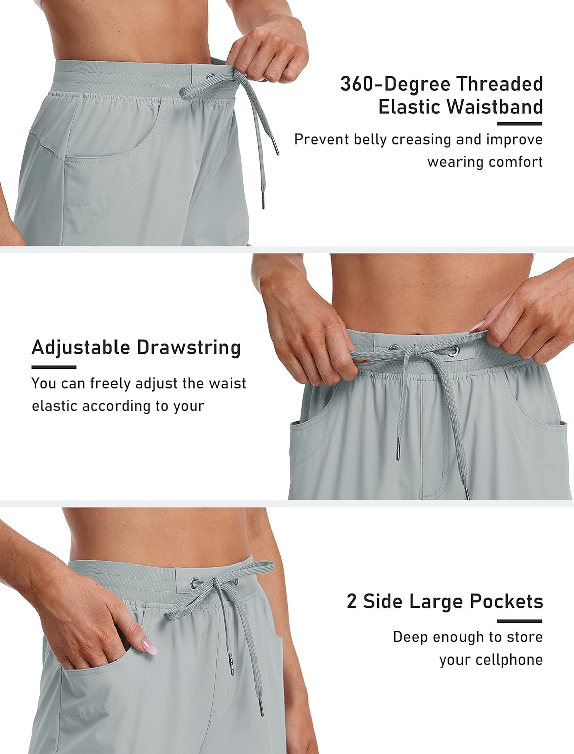 MoFiz Capri Pants for Women Lightweight Ice Cool Capris for Women Casual Summer Trip Loose Shorts with Zipper Pockets - Image 4