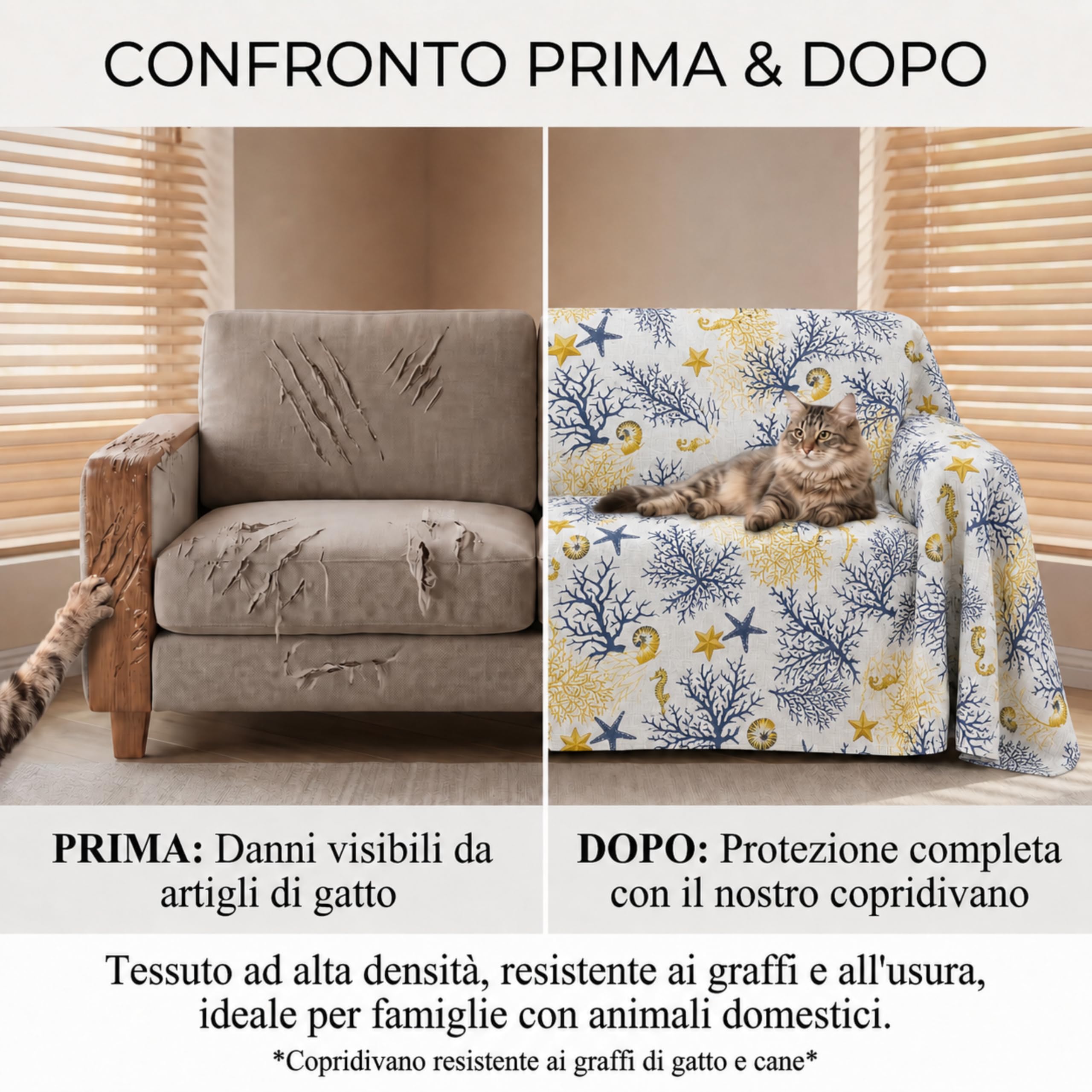 VKZ Copriletto Granfoulard 240 x 280 cm, Telo Copritutto Multiuso per Letto e Divano, Gran Foulard per Divano, Fantasia Coralli Rosso e Oro