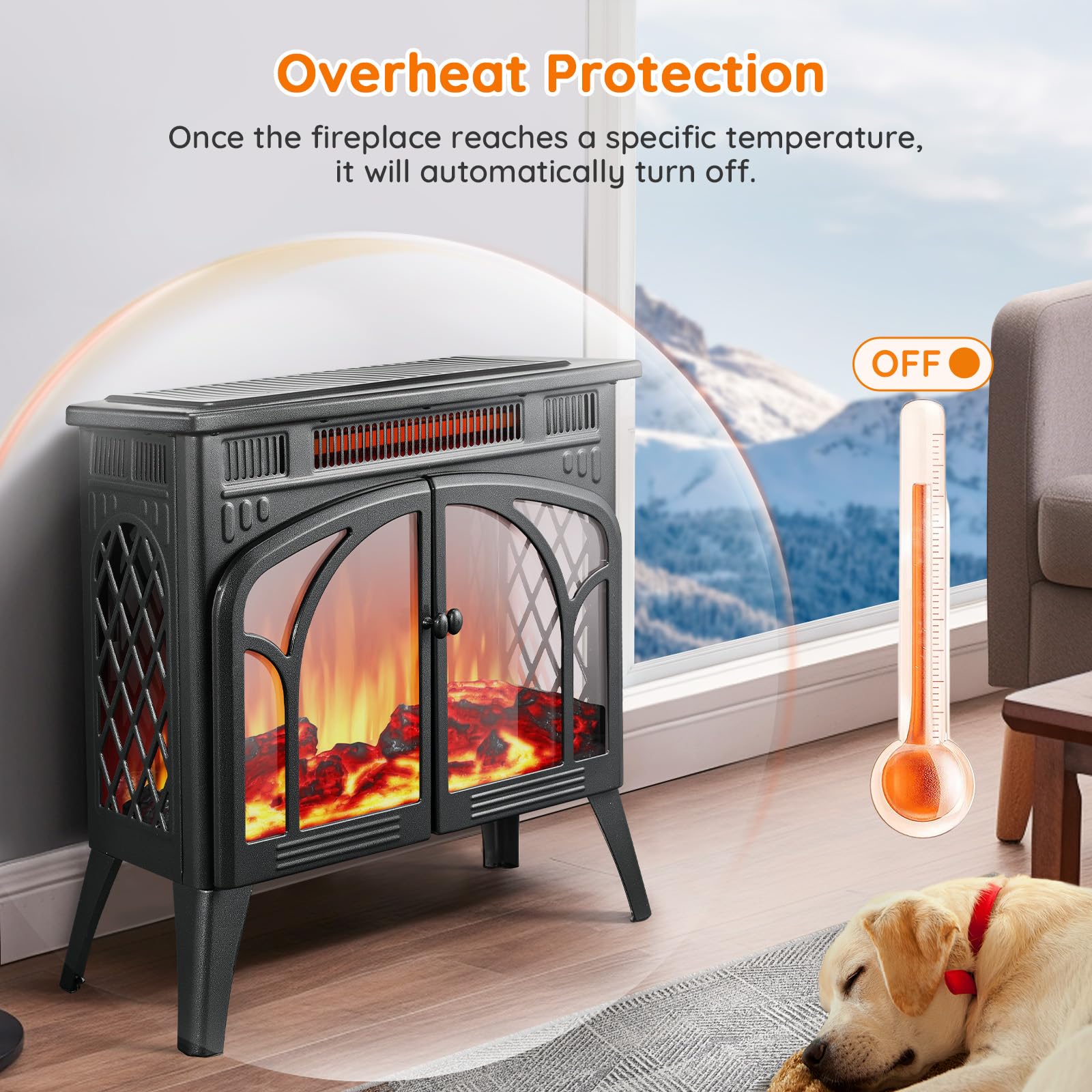 Amazon.com: Rintuf Electric Fireplace Heater, 1500W Infrared Fireplace Stove  w/3D Realistic Flame, 5100BTU Freestanding Electric Stove Heater with  Remote Control, 8H Timer, Ideal for Indoor Outdoor Home Use, Grey : Home u0026