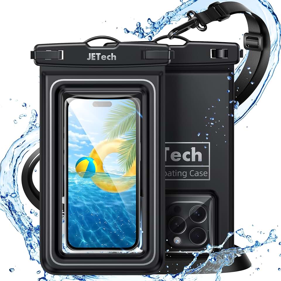 JETech Bolsa de Telefone Flutuante À Prova D'água, 2 Unidades Capa lmpermeável para iPhone 17 16e 16 15 14 Air Pro Max Plus, Galaxy S25 S24 Ultra, Pixel 10 Série e Outros Até 7 Polegadas, IPX8